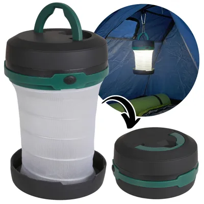 Produktbild von Mini Campinglampe, wasserdicht, faltbar, Batteriebetrieb, 4,3–12,5 cm