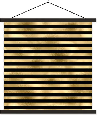 Produktbild von MuchoWow® Textilposter Muster - Schwarz - Gold 40x40 cm mit schwarzem Rahmen - Fotos