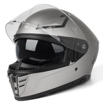 Produktbild von Motorrad Integralhelm mit Doppelvisier, Hochwertiger Motorradhelm, ECE 22-06, Grau, Größe XS (53-54CM) - Ideal für Roller, Moped, Mofa und Scooter