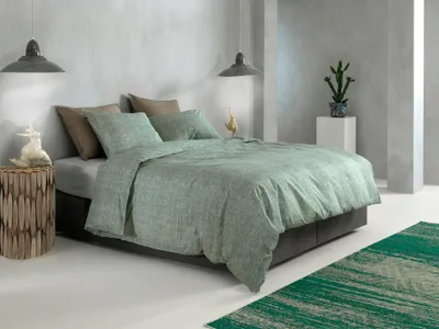 Produktbild von Zohome Lino Bettbezug - 135x200 cm – 100% Baumwolle – Hochwertige Bettwäsche mit Uni motiv – Weich - Atmungsaktiv und Hautfreundlich – inkl. 80x80 cm Kissenbezug – Grün
