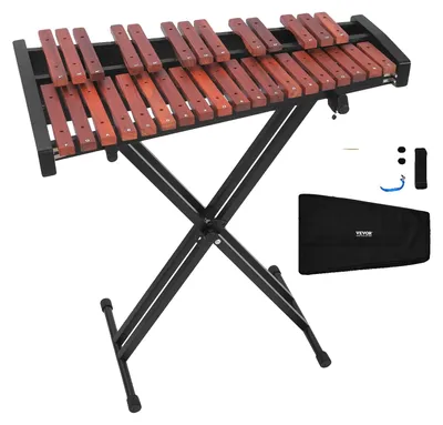 Zdjęcie produktu dla VEVOR glockenspiel, 32 nuty, profesjonalny instrument perkusyjny wykonany z drewna, z regulowaną wysokością stojaka wykonanego ze stali węglowej, 4 młotkami, torbą do przenoszenia, zestaw instrumentów muzycznych dla początkujących
