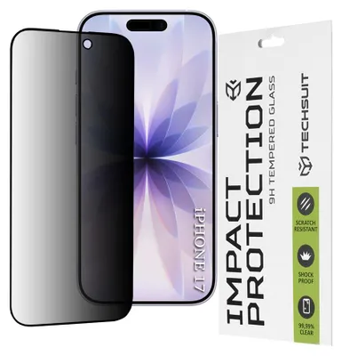 Zdjęcie produktu dla Techsuit 111D Privacy Full Glue szkło prywatyzujące do iPhone'a 17 - czarne