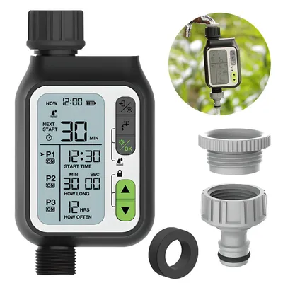 Zdjęcie produktu dla inteligentny zegar ogrodowy z czujnikiem deszczu, 3 programami nawadniania, 3,5-calowym ekranem LCD ️