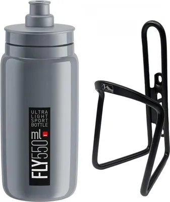 Image de Bouteille Elite grise plus + porte-bidon M-Wave noir