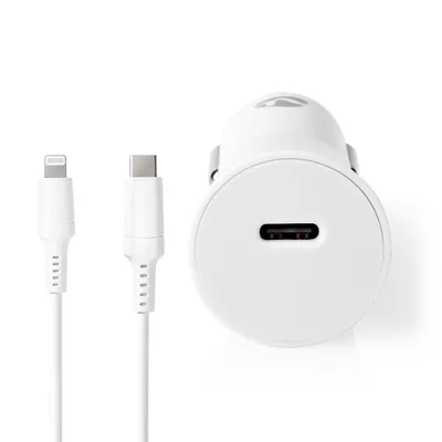Obrázok produktu pre Nedis nabíjačka do auta - 20 W - 1,67 / 2,22 / 3,0 A - Počet výstupov: 1 - Typ portu: USB-C - Lightning 8-pinový (voľný) kábel - 1,00 m - Automatická voľba napätia