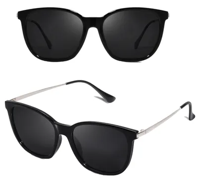 Image de Camerazar Lunettes de soleil Vintage Cat Eye Fly pour femme, polarisées, noires