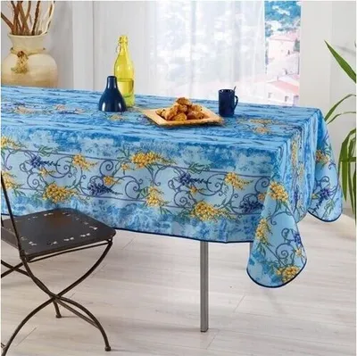 Produktbild von Provenzalische rechteckige, fleckenabweisende Polyester-Tischdecke in Glyzinienblau, 150 x 240 cm