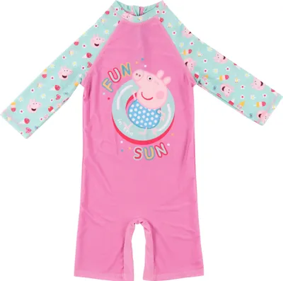 Produktbild von Peppa Wutz Schwimmanzug UV-Schutz 50 für Mädchen - Kinder Overall Badeanzug Einteiler Badebekleidung Rosa/Türkis 110-116