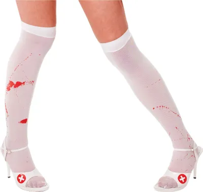Productafbeelding van Bristol Novelty dameskousen met bloedspatten, model BN2255 (one size) (wit)