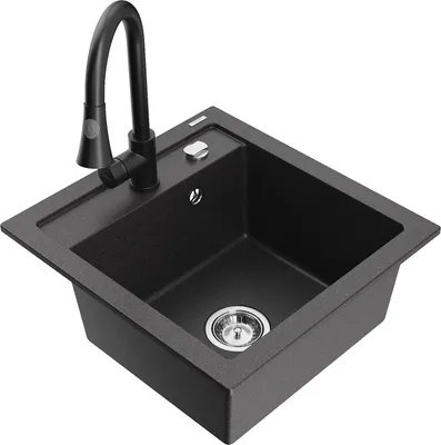 Produktbild von Mexen Vito 1-Becken-Granit-Spüle mit Mischbatterie Elia, Schwarz gesprenkelt - 6503-76-670101-70