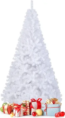 Produktbild von GOPLUS 210 cm Künstlicher Weihnachtsbaum, Weißer Tanne Christbaum mit Metallständer, Festliche Weihnachtdekoration für Drinnen, Einfacher Aufbau & Lagerung, Weiß