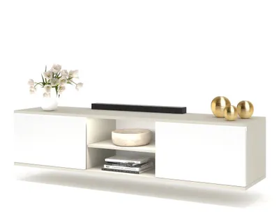 Produktbild von Fernsehschrank TV-Lowboard KING HÄNGEND Mit LED Cashmere/Weiß Matt 120cm