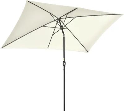 Image de Outsunny Parasol de jardin Parasol droit inclinable rectangulaire aluminium polyester haute densitšŠ 3 x 2 m crššme