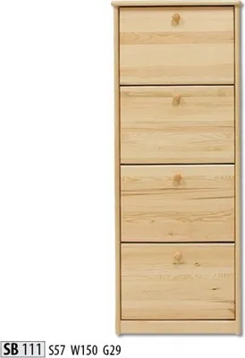 Image de Schuhschrank Fach Kommode Echtholz Massive Möbel Schuhkipper Schuhregal Regal