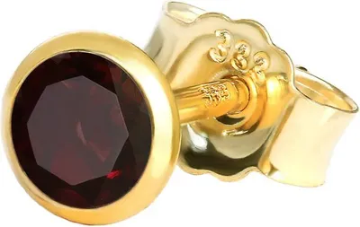 Produktbild von Einzel Ohrstecker Echt Granat Rot Gelbgold 333 8 Karat Gold 4,0mm Klein Ohrring