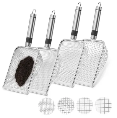 Produktbild von 4-teilige Gartensieb-Set aus Edelstahl für verschiedene Siebarbeiten