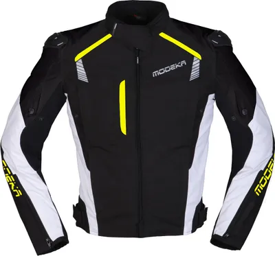 Produktbild von Modeka Lineos Motorrad Textiljacke Farbe: Schwarz/Weiß/Gelb, Grösse: S