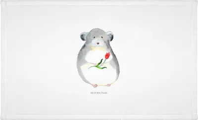 Produktbild von Mr. & Mrs. Panda Flauschtuch Chinchilla Blume - Weiß - Geschenk, handtuch baumwolle, Glücklichsein, Frotteehandtuch, Kummer, Büro, Lustige Sprüche, gesichtstuch