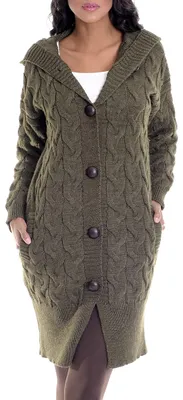 Produktbild von Leif Nelson Damen Strick-Jacke Frauen Basic Freizeitjacke mit Kapuze Damen Hoodi