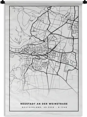 Produktbild von MuchoWow® Wandteppich Wandbehang Neustadt an der Weinstraße - Stadtplan - Karte 60x90 cm Tapisserie Dekoration Wandtuch - Foto-Teppich - Abwaschbar