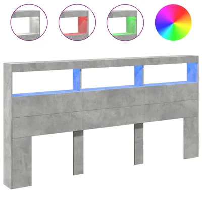 Produktbild von LED-Kopfteil mit Ablagen Betongrau 200x17x102 cm