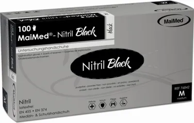 Produktbild von Nitrilhandschuhe 'Nitril Black', puderfrei, 100 Stück Gr. M