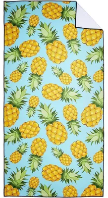 Immagine prodotto di Asciugamano da spiaggia in microfibra, 90x180 cm, giallo, con motivo di ananas, ad asciugatura rapida, leggero e assorbente