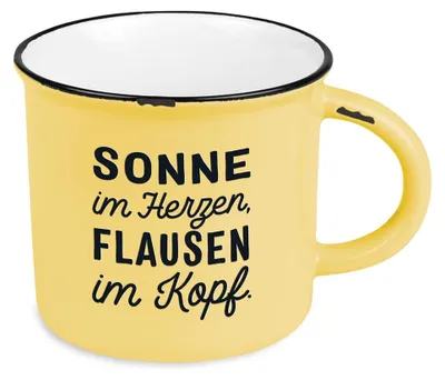 Keramikbecher mit Sonne-Motiv, 400 ml, spülmaschinenfest