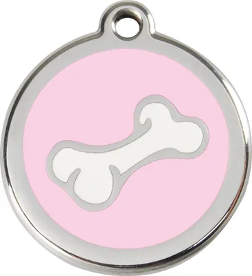 Produktbild von RedDingo Hundemarke mit individueller Gravur Cartoon Knochen pink, Größe: L