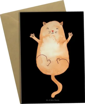 Produktbild von Mr. & Mrs. Panda Beileidskarte Katze Umarmen - Schwarz - Geschenk, Grußkarten, einladungskarten, Cats, weihnachtskarten, Katzen, Grußkarte, Klappkarte, Liebe, Cat