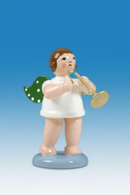 Produktbild von Holzfigur Engel mit Jazztrompete ohne Krone Höhe 6cm NEU