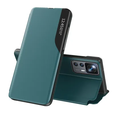 Obrázek produktu pro Flipové pouzdro pro Xiaomi 12T / 12T Pro,Polyuretankůže pouzdro s okénkem a funkcí stojánku zelené
