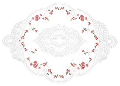 Geborduurde Placemat, Oval, 44x31 cm, Polyester, Weiß