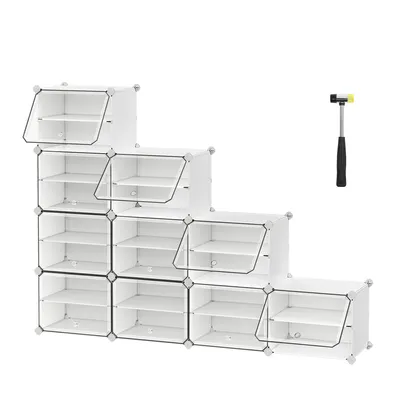 Produktbild von SONGMICS Schuhregal 10 Fächern Schuhschrank mit Türen weiß
