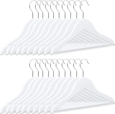 Immagine prodotto di Appendiabiti per bambini - Set da 20 - Gancio girevole a 360° - Legno - Larghezza x Altezza: 18 x 30,5 cm - Appendiabiti - Bianco