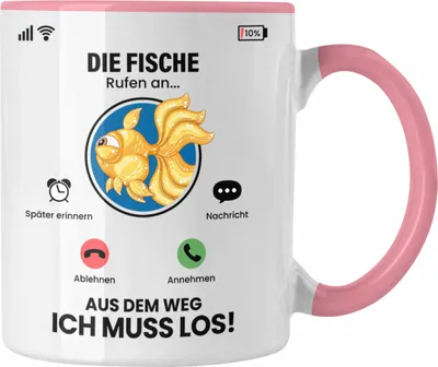 Produktbild von Trendation - Die Fische Rufen An Tasse Geschenk für Fische Züchter Besitzer Geschenkidee Lustig Spruch (Rosa)