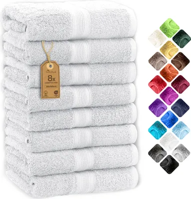 Produktbild von Frottier Handtücher 8er Pack 50x100cm, 100% Baumwolle, Weiß