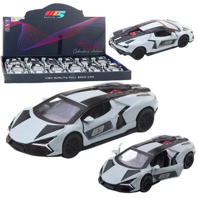 Obrázek produktu pro Kovové sportovní auto, závodní auto, otevírací dveře, šedá barva, měřítko 1:32