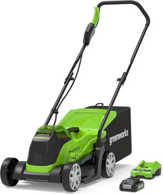 Immagine prodotto di Tagliaerba a batteria Greenworks da 24V, senza fili, con motore brushless, ideale per piccoli giardini