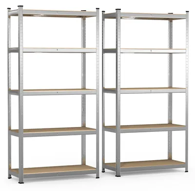 Produktbild von VOUNOT® 5-stufiges Schwerlastregal 2er Set verstärkt, Lagerregal 180x90x40cm, 2500kg belastbar
