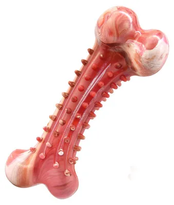 Produktbild von Hundespielzeug Aus Naturkautschuk Mit Zahnreinigungsfunktion, 1 Stück, Knochenform Mit Rillen Und Beef-Geschmack Für Große, Mittlere Und Kleine Hunde