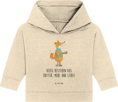 Produktbild von Mr. & Mrs. Panda Organic Baby Hoodie Fuchs Keks 12. - 18. Monat - Natural Raw - Geschenk, Winter, Plätzchen, Kapuzenshirt, Frieren, Weihnachtskekse, Weihnachtlich