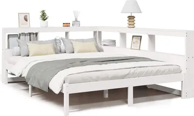 Produktbild von vidaXL Massivholzbett mit Regal ohne Matratze Weiß 140x190 cm Kiefer