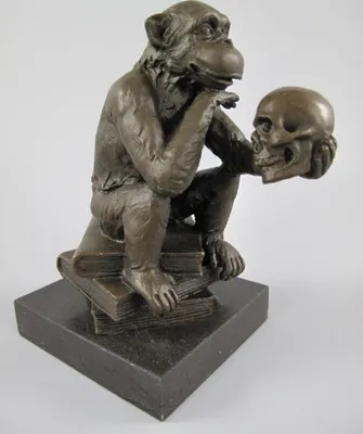 Produktbild von Casa Padrino Bronze Deko Figur Affe H. 14 cm - Bronze Skulptur - Deko Accessoires