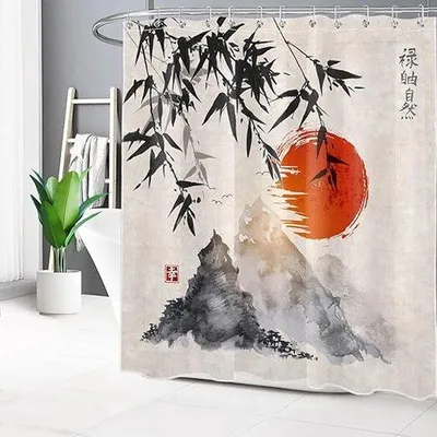Produktbild von Famanu Duschvorhang 180x200cm - Wasserabweisend, mit Ringen