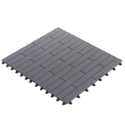 Produktbild von GUMI Terrassendielen Terrassenfliesen WPC Komposit 1 m² – Modulares System für Balkon und Terrasse | Montage ohne Werkzeug | Ziegelmuster | Grau
