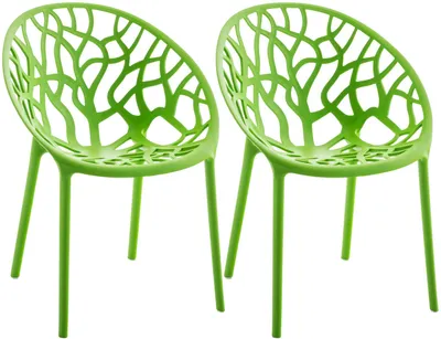 Produktbild von CLP 2er Set Gartenstühle Hope mit Lehne stapelbar wetterfest UV-beständig bis 150 kg grün