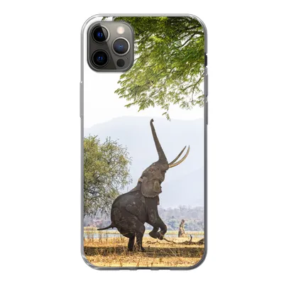 Produktbild von MuchoWow® Handyhülle Schutzhülle Hülle für iPhone 13 Pro Max Elefant - Baum - Blätter Silikon Softcase Handy Hülle - Mobiltelefon