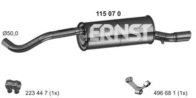 Produktbild von ERNST 115070 Endschalldämpfer für VW Polo Schrägheck (6R1, 6C1) Auspuff