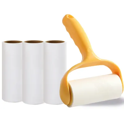 Produktbild von Extra Sticky Lint Roller,Fusselrolle Fusselentferner Tierhaar-Fusselroller mit einfachen Aufreißblättern(Gelber Griff)